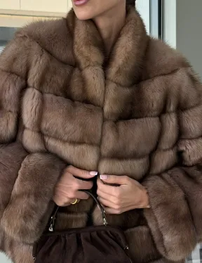 Полушубок из соболя «Тортора графит» - фото 1