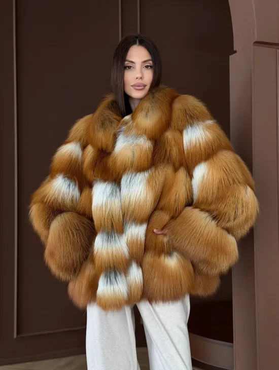 Короткая шуба из рыжей лисы - фото 13