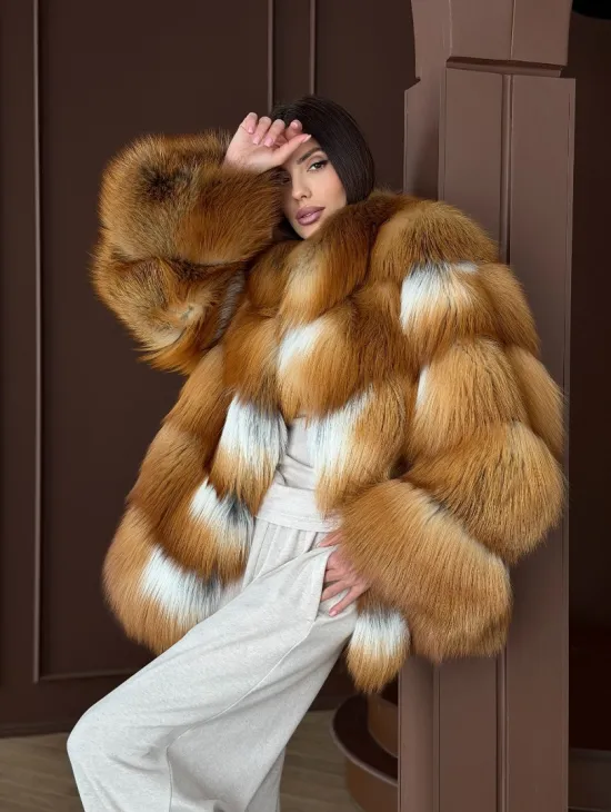 Короткая шуба из рыжей лисы - фото 15