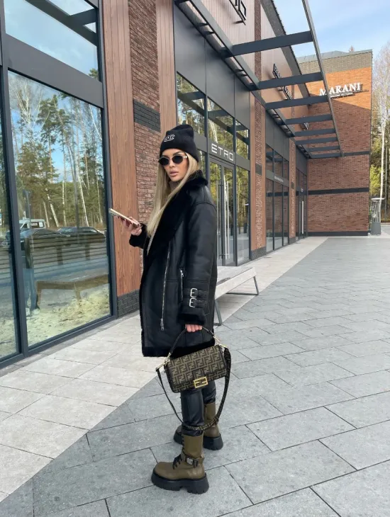 Дубленка авиатор удлиненная - фото 4