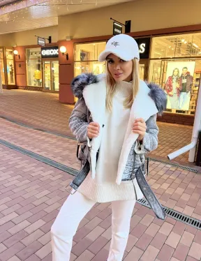 Авиатор из винтажной кожи с меховым капюшоном - фото 3