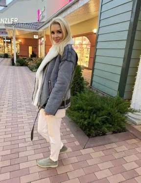 Дубленка - авиатор из винтажной кожи - фото 3