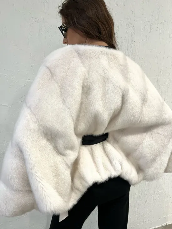 Белое болеро (жакет) из меха норки - фото 4
