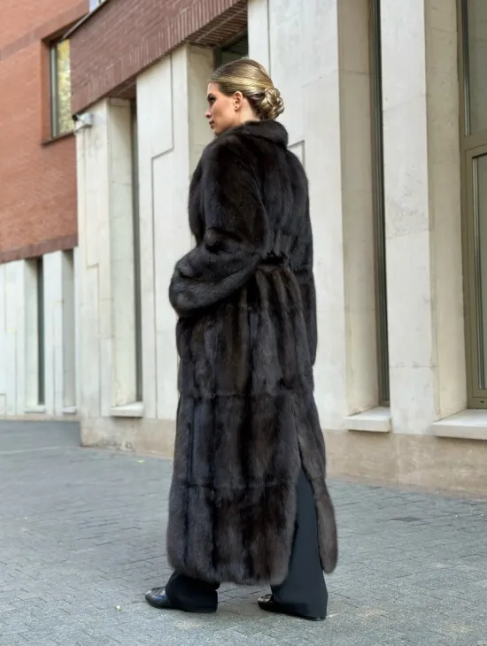 Меховое пальто из баргузинского соболя с проседью - фото 5