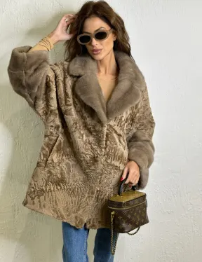 Каракуль кимоно паркет английский воротник - фото 0