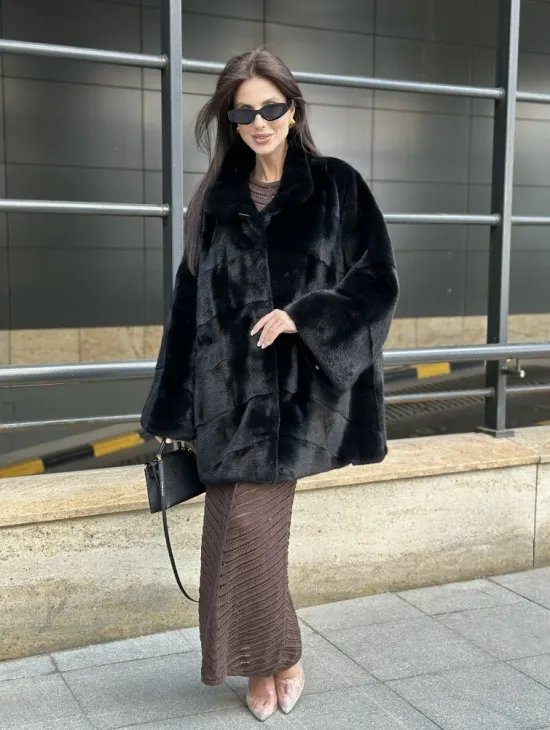 Норка BLACKGLAMA стойка воротник паркет - фото 7