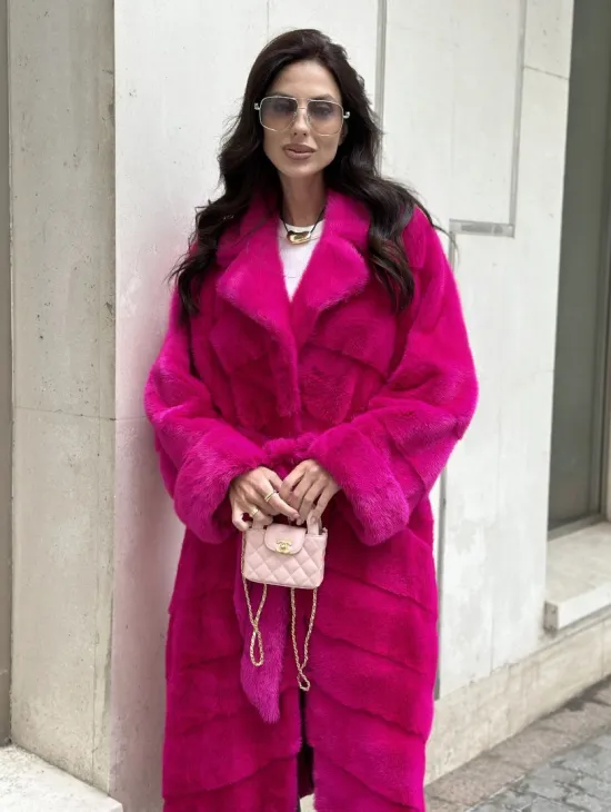 Фуксия шуба из меха аукционной норки - фото 2